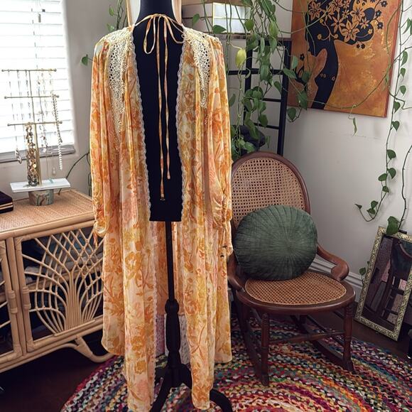 Free People Lost In Love Honey Combo Reversible Kimono Duster Top - Picture 3 of 7